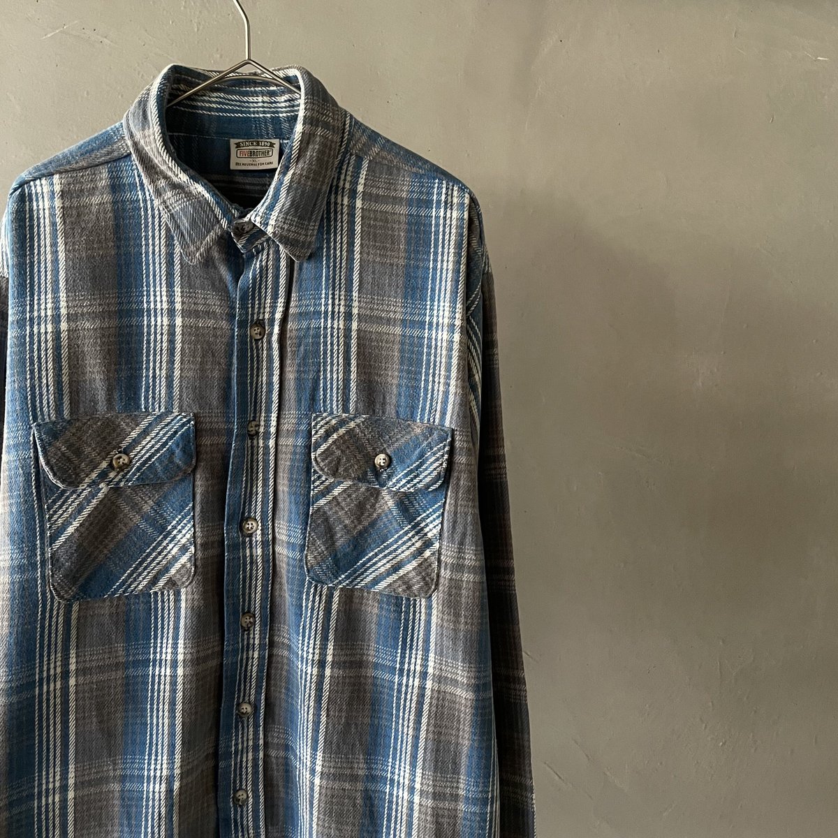 90s Five brother check pattern flannel shirt | 90s Five brother check pattern flannel shirt |
