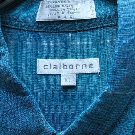 90s Claiborne plaid pattern rayon/linen shirt｜クレイボーン