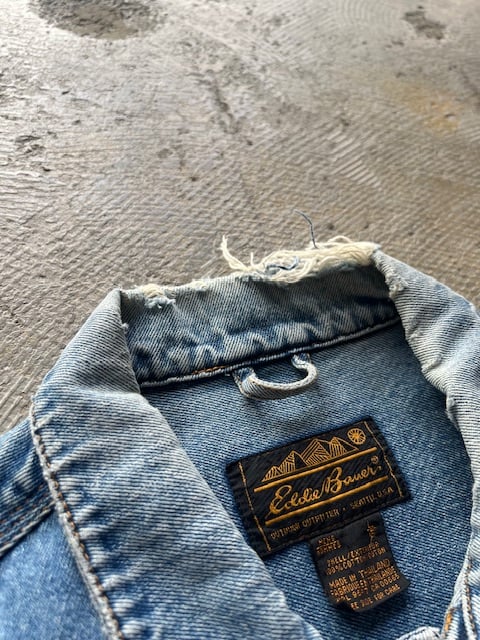 1980〜90s Eddie Bauer デニム ボンバージャケット 80s 90s エディーバウアー 黒タグ MA-1 デニム フィッシング 総