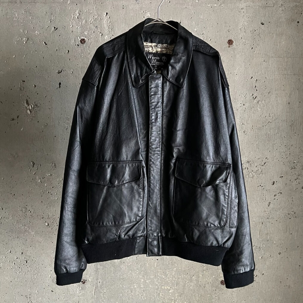 A-2 レザーフライトジャケット Leather Flight Jacket L】【80年代】 A-2 タイプ レザージャケット フライトジャケット