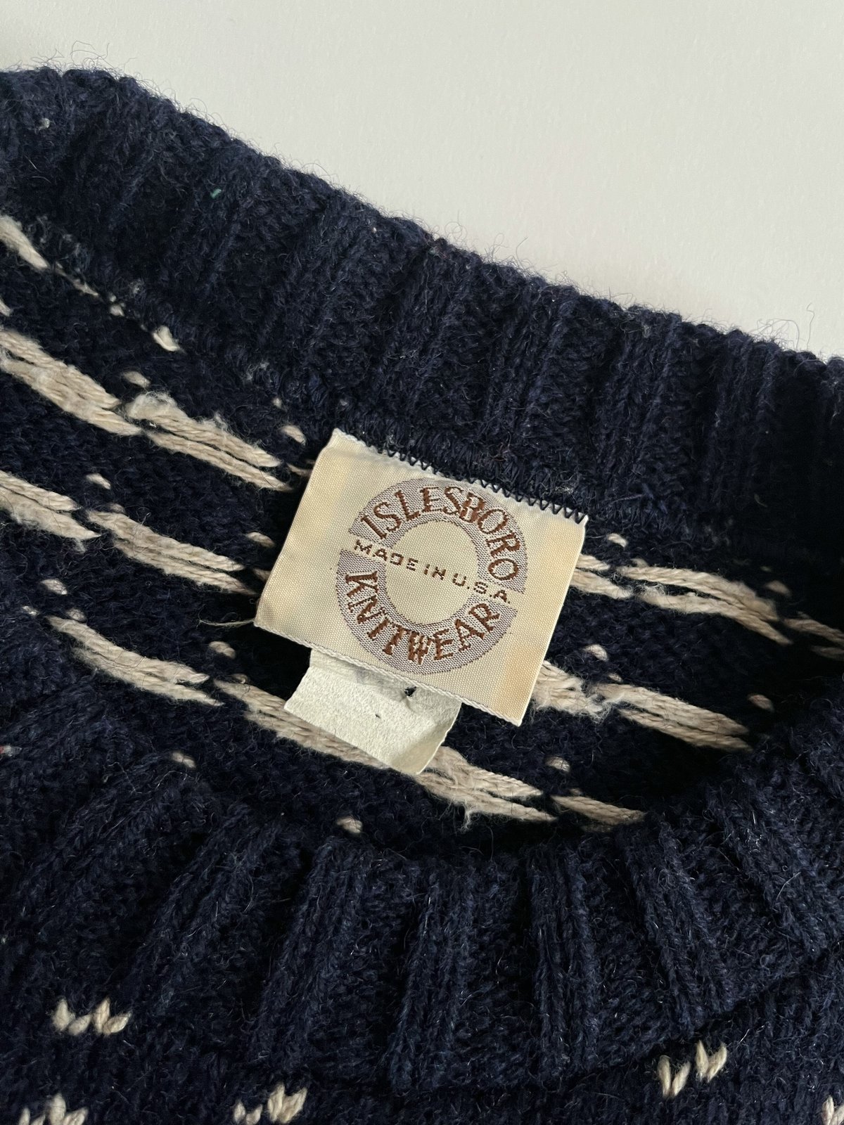 80s ISLESBORO KNITWEAR Birds eye wool knit swea