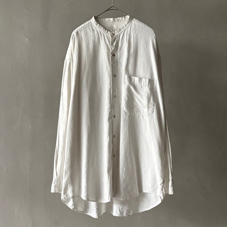 90s~ Perry ellis band collar linen shirt｜ペリーエリス