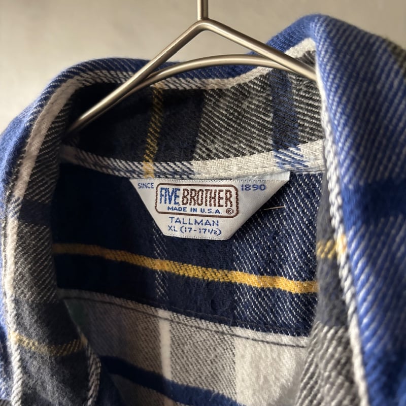 80s Five brother plaid flannel shirt “TALL MAN”