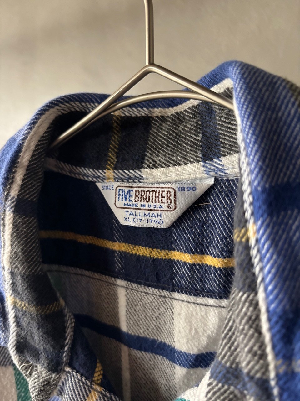 80s Five brother plaid flannel shirt “TALL MAN”