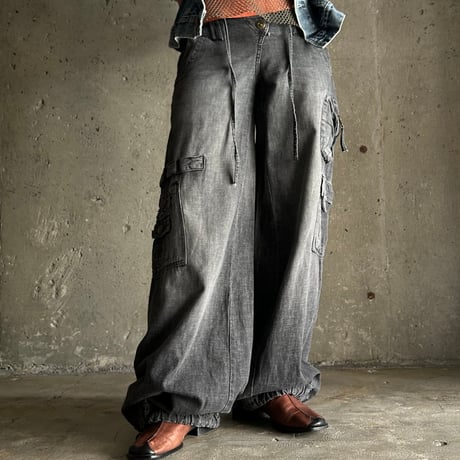 90's~ Design wide flare cotton pants