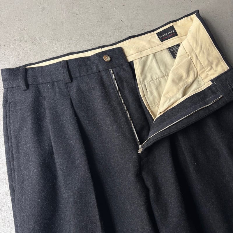 神シルエット◎ 90s~ Stripe 2 Tuck Wool Slacks 神シルエット◎ 90s~ Stripe 2 Tuck Wool Slacks 神シルエット