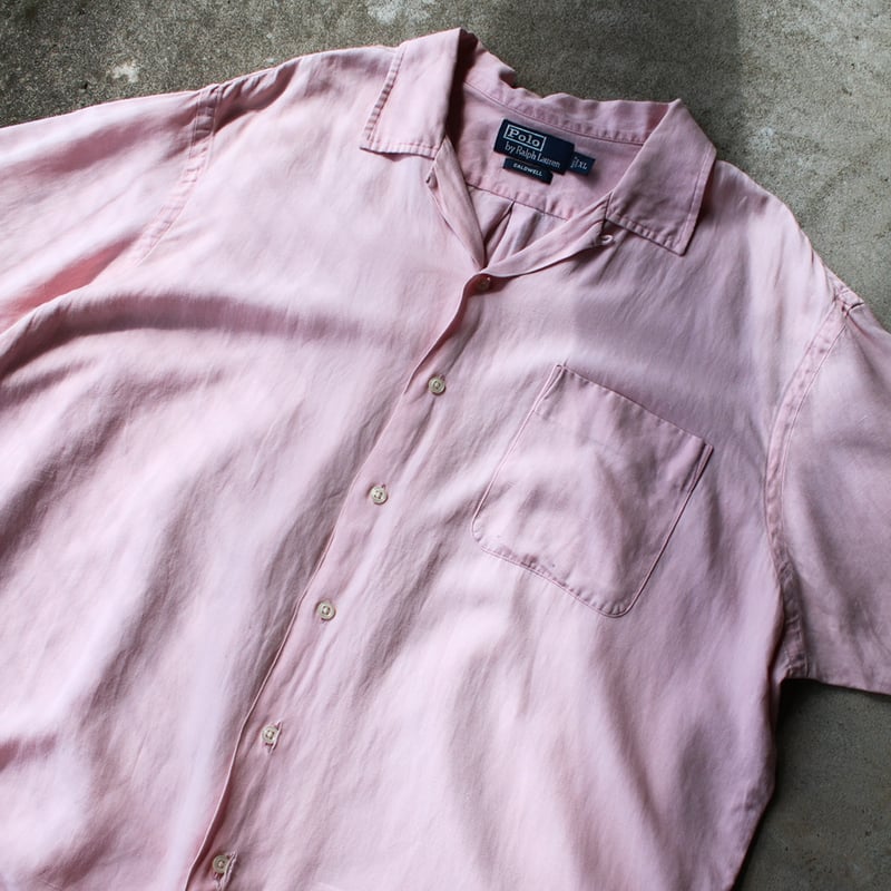 90s Ralph lauren linen/silk open collar shirt ″