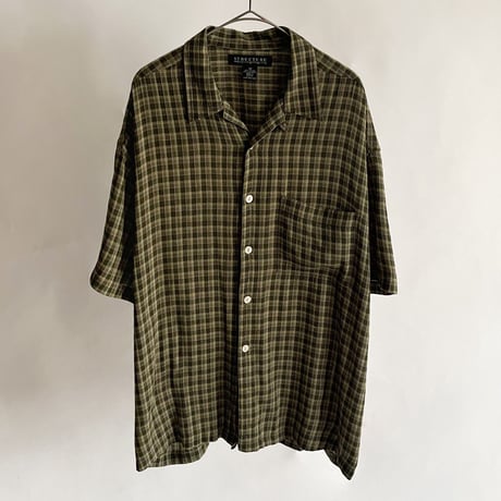 90s Plaid pattern open collar S/S shirt