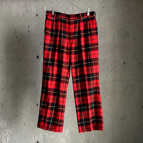 90s Polo Ralph Lauren tartan check 2 tuck wool wide tapered slacks