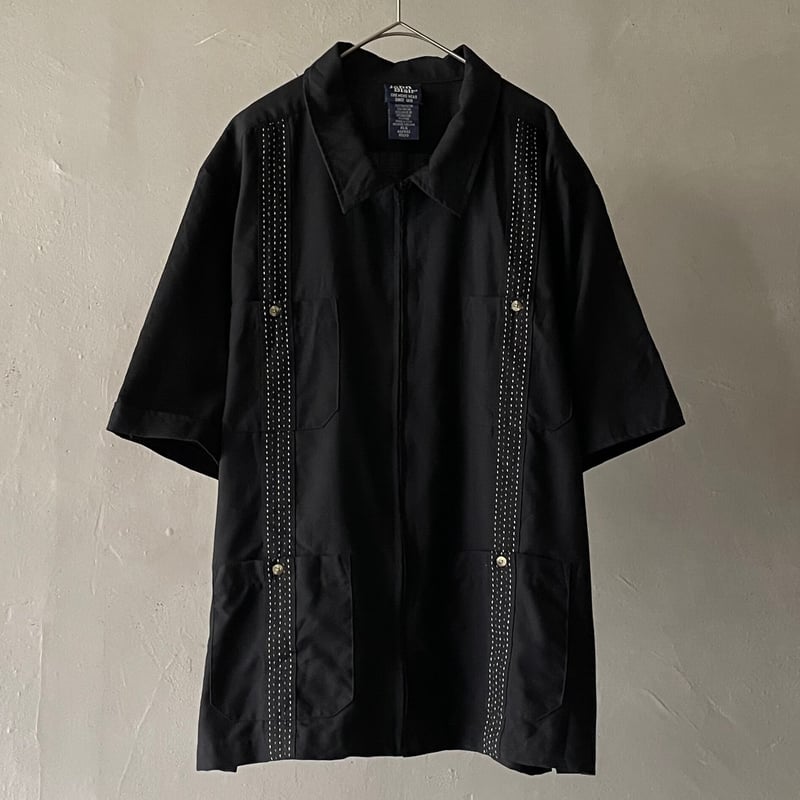 90s John blair polyester×rayon zip-up shirt | s