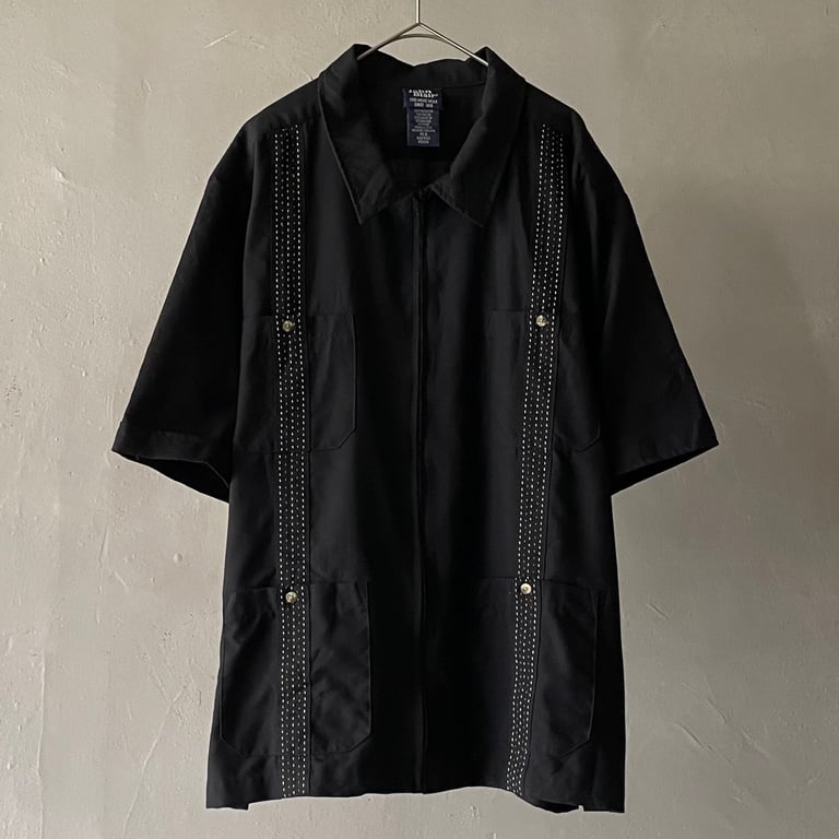 90年代 レーヨンシャツ（90s John blair polyester×rayon zip-up shirt）