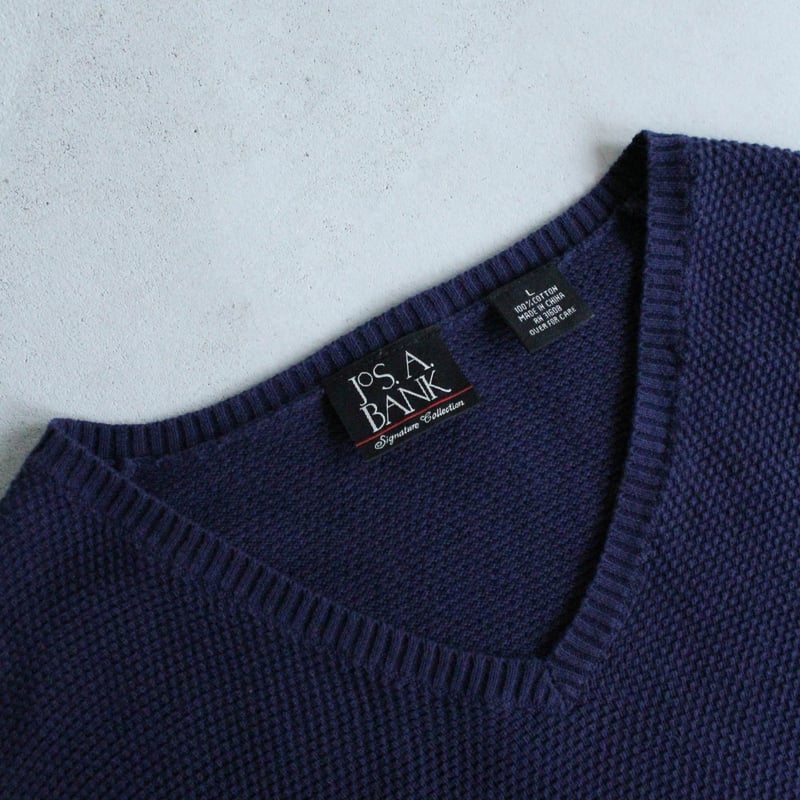 00s Jos.A.bank cotton V-neck knit sweater | sui