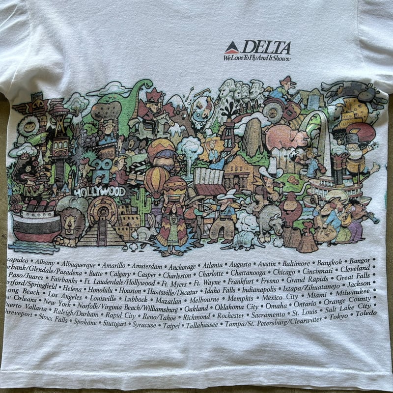 90s Delta air lines both sides print T-shirt |