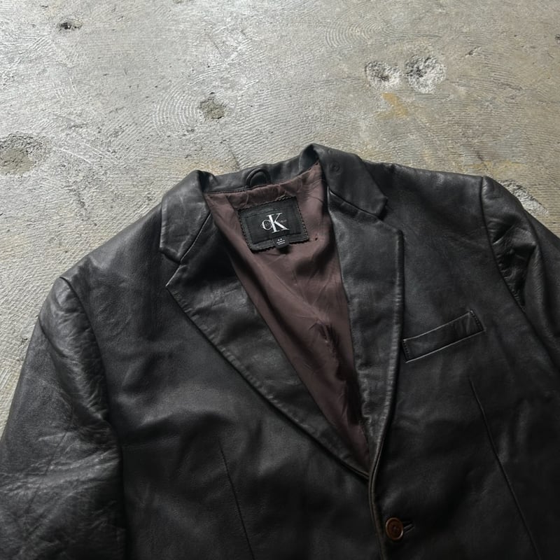 さ*う様 90s カルバンクライン　 real　leather jacket 90年代 USA古着 ☆ カルバンクライン 】 90s Calvin Klein lam