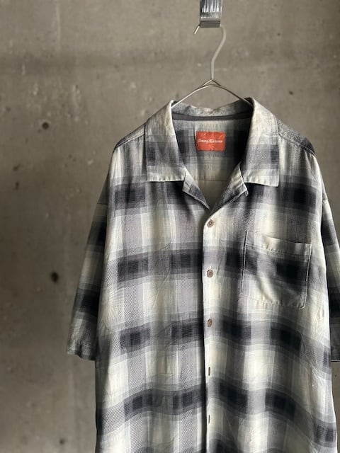  Bahama オープンカラー シャドウ チェック シルク シャツ 90s Tommy Bahama シルク オープンカラーシャツ チェック 短丈