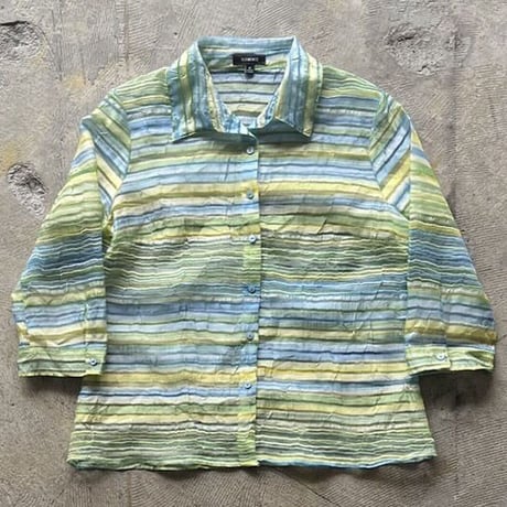 90s mulch boarder design see-through shirt jacket