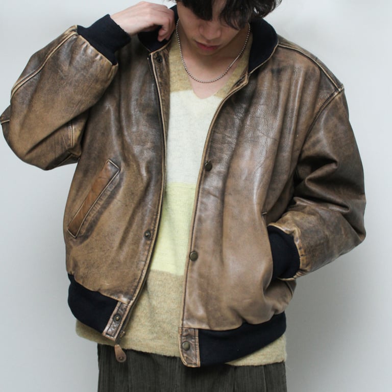 80s~ Banana republic "good fade" leather jacket｜バナナリパブリック