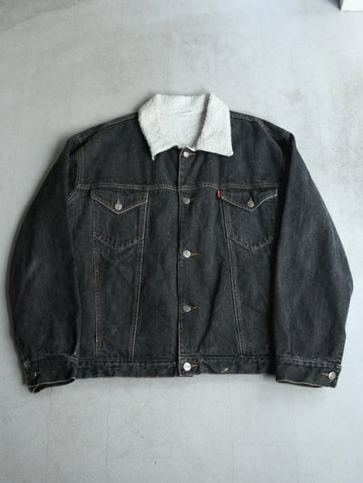 90年代 デニムジャケット（90s~  tracker type black denim jacket with boa fleece lining）