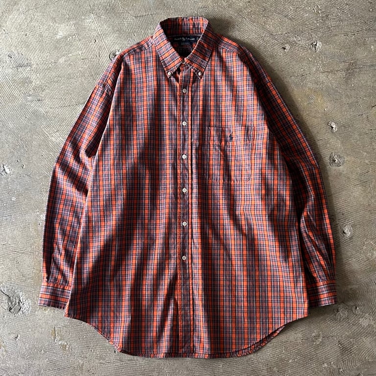 90's~ Polo Ralph Lauren "BIG SHIRT" plaid pattern cotton BD shirt｜ポロラルフローレン