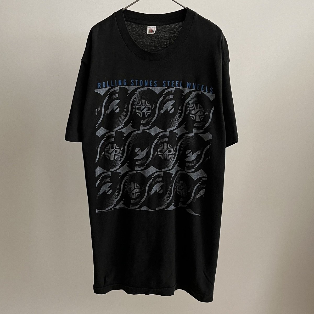 80年代 フルーツオブザルーム FRUIT OF THE LOOM THE ROLLING STONES ローリングストーンズ STEEL WHEELS NORTH AMERICAN TOUR 1989 両面プリント バンドTシャツ バンT USA製 メンズL ヴィンテージ /eaa326209