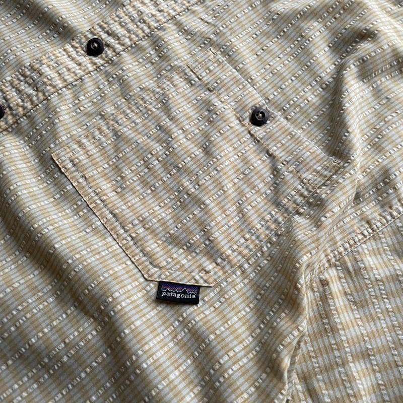 トップス 00'S patagonia Seersucker Check Shirt 00's Patagonia plaid pattern seersucker shirt |