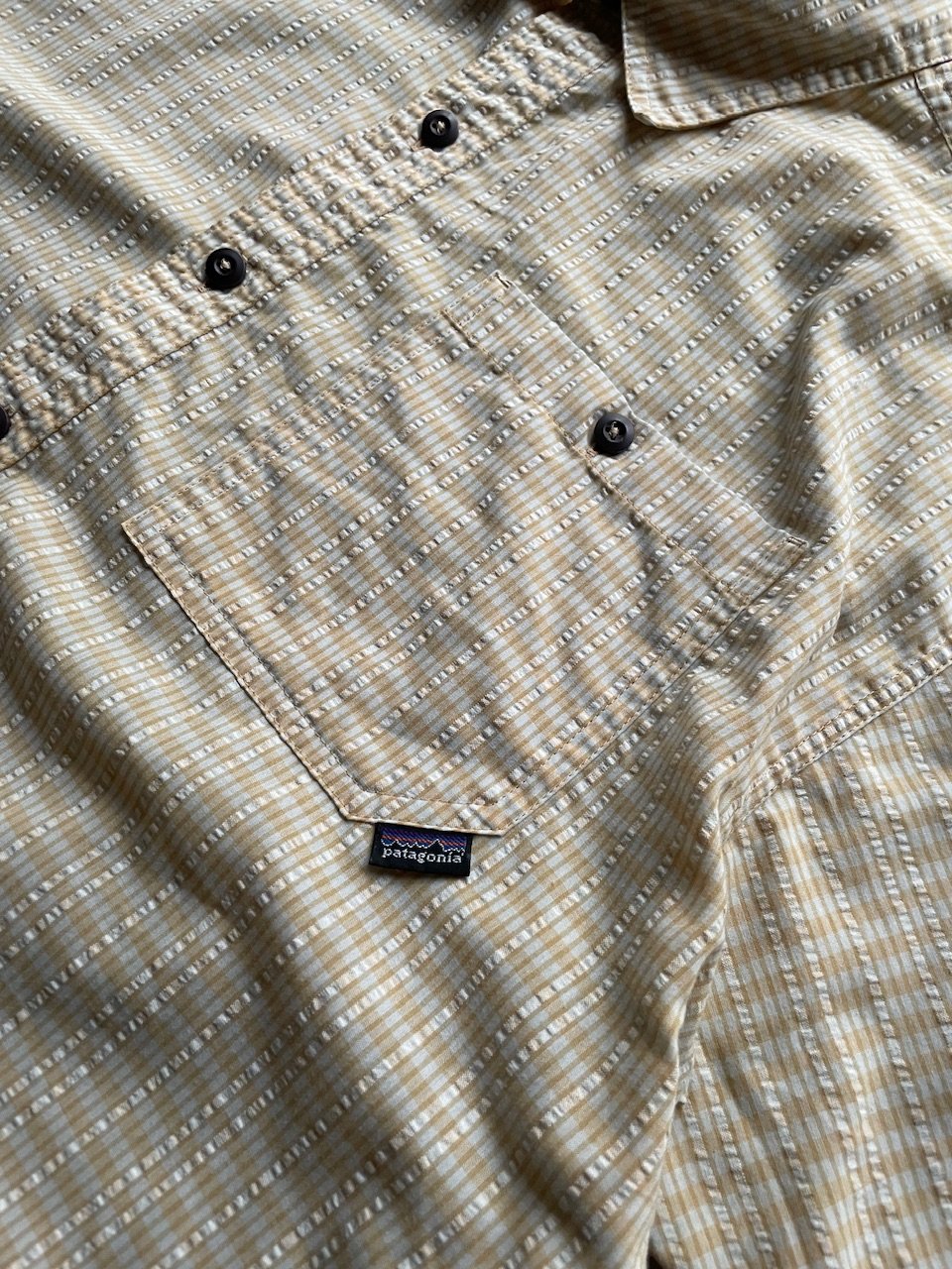 00's Patagonia plaid pattern seersucker shirt |