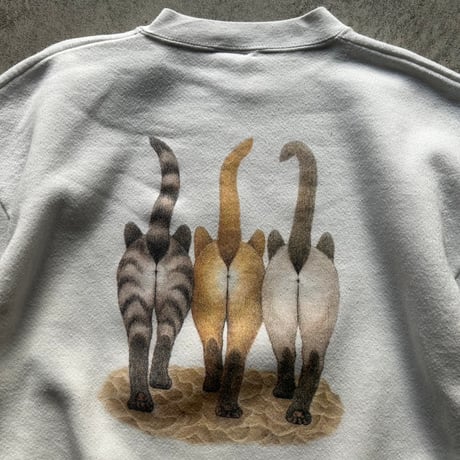 90s Cat print sweat  shirt