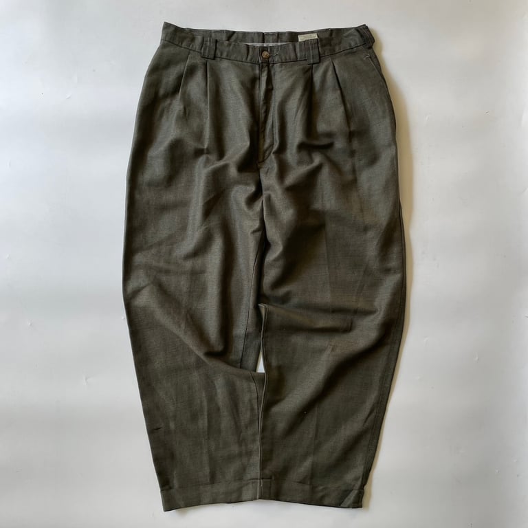 90s SAVANE linen 2tuck slacks "overdye"