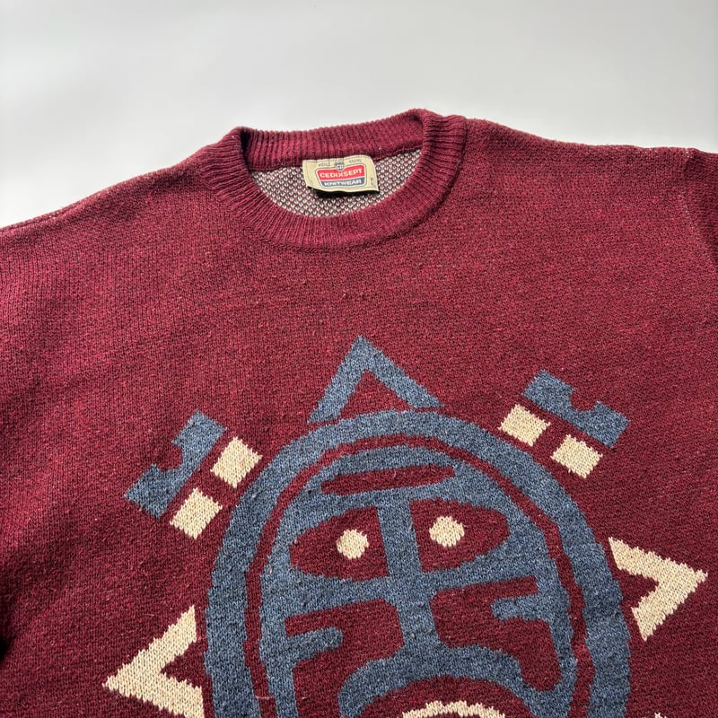 90's CEDIXSEPT sun motif intarsia knit | sui &