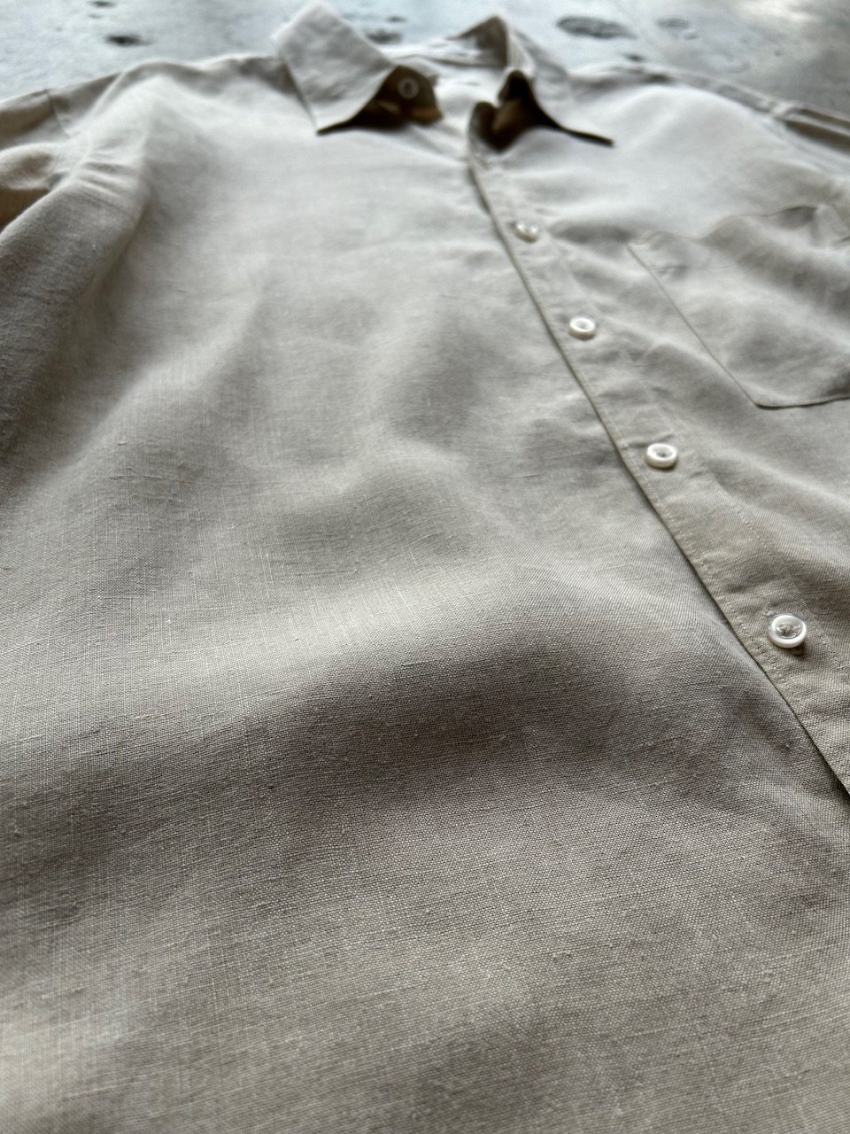 90's Perry Ellis regular collar linen shirt | s