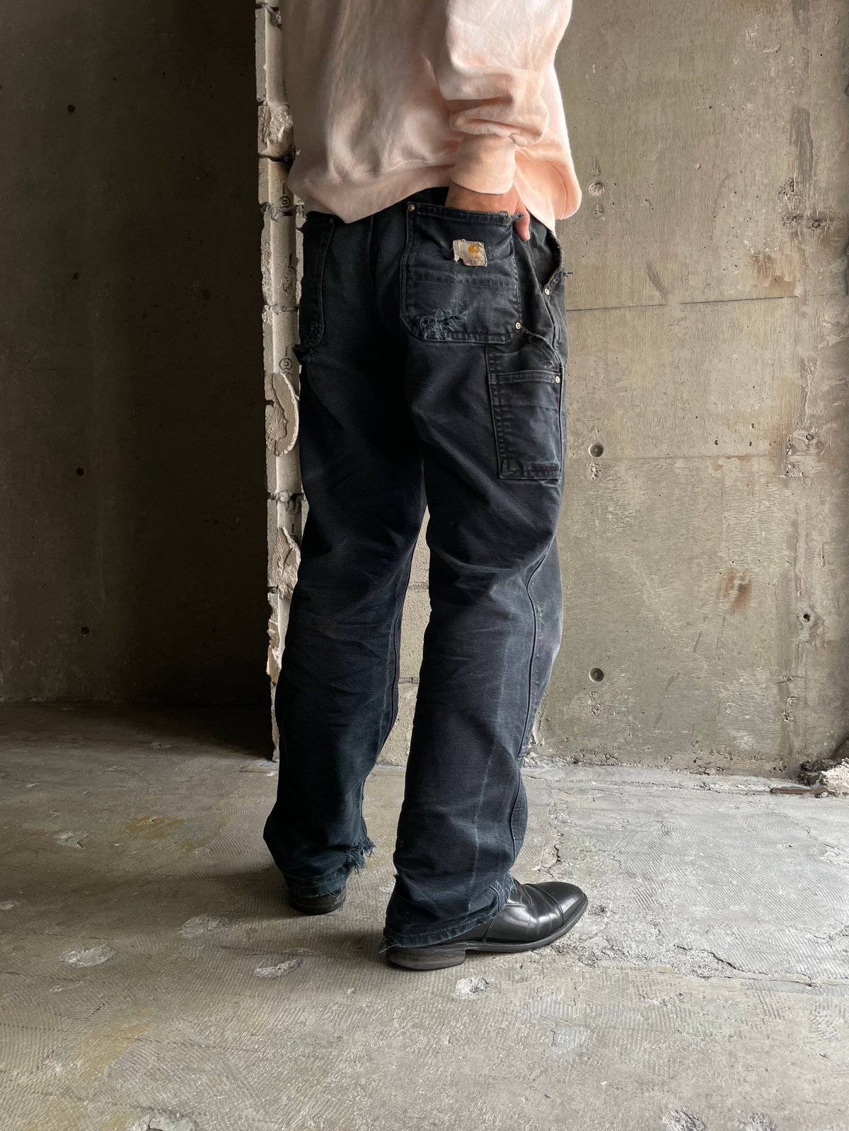 Carhartt Double Knee Pantsブラック 米国製 ダメージ系 90s Carhartt DOUBLE KNEE BLACK DUCK PAINTER WORK PANTS MADE
