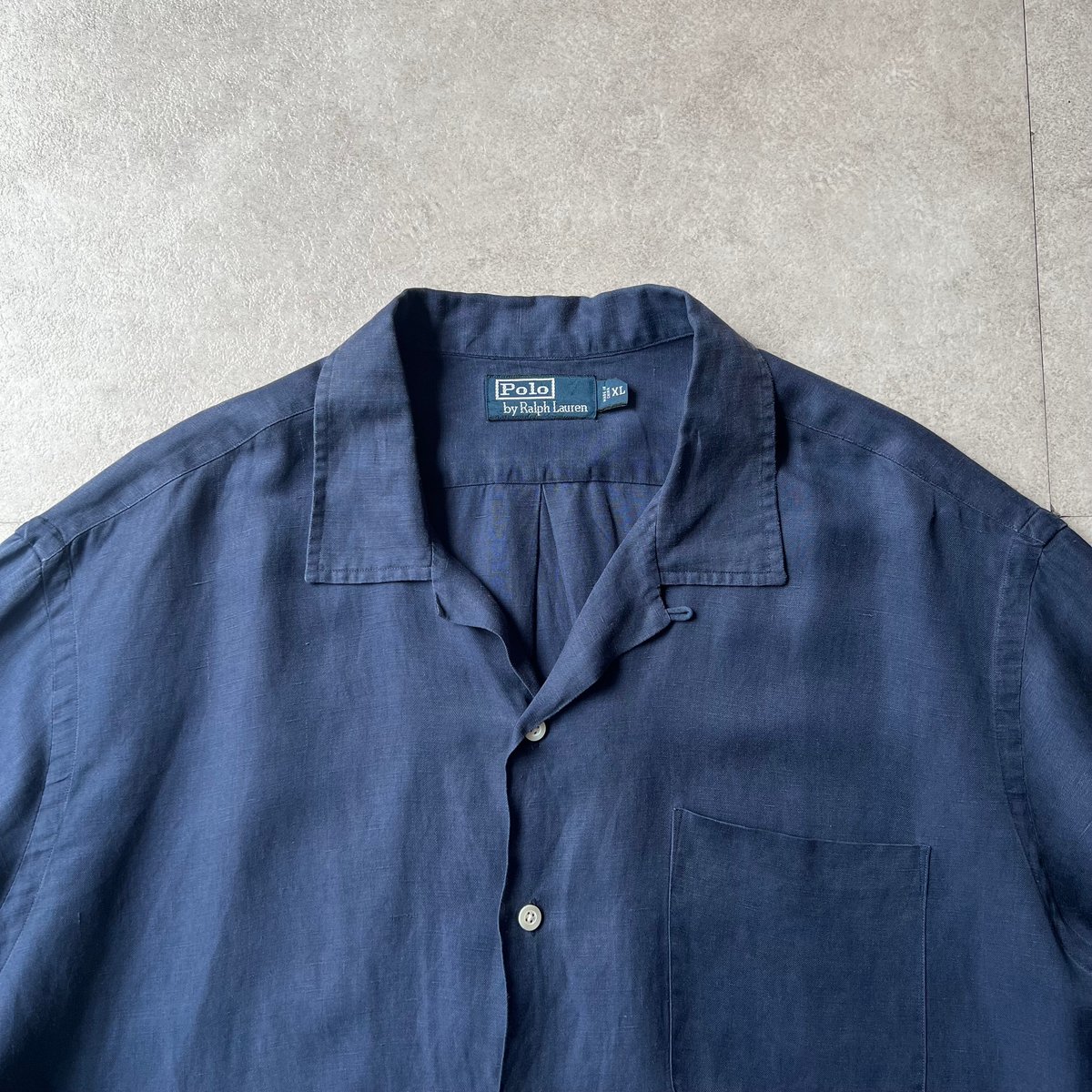 トップス Ralph Lauren RAYON S/S OPEN COLLAR SHIRT 90s Ralph Lauren linen×silk open collar shirt |