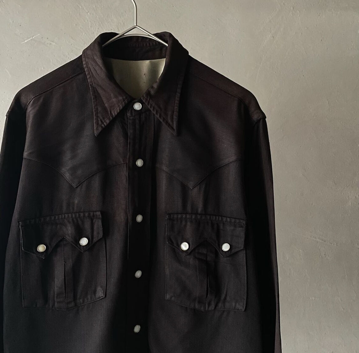 50s Rayon Gabardine ''Black'' western shirt |