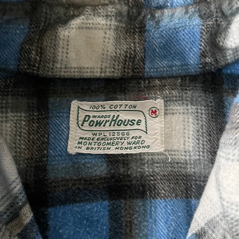 60年代POWRHOUSE PLAID COTTON SHIRT L 60s PowrHouse plaid print flannel shirt | sui &