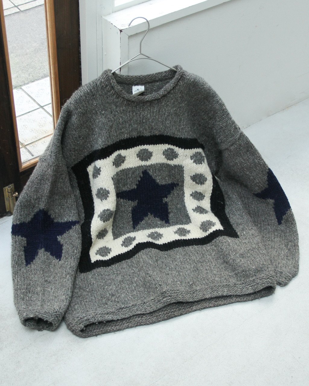 90s Star-shaped design hand knit sweater | sui