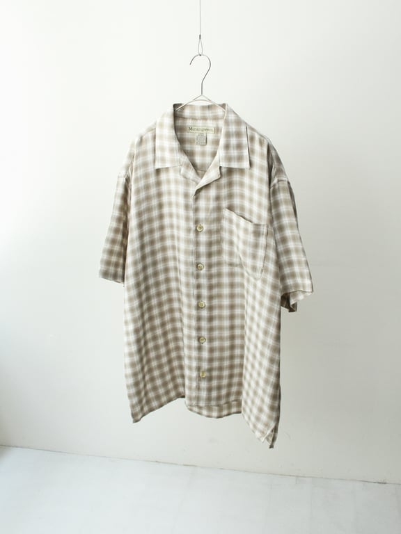 90年代 チェックシャツ（90s~ Ombre plaid pattern open collar S/S shirt）
