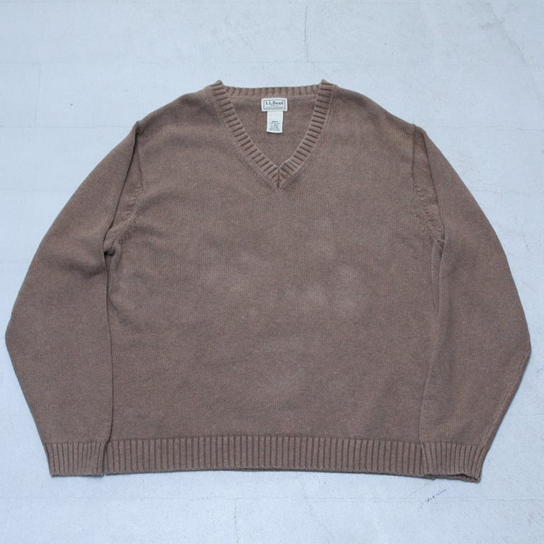 90s~ L.L.Bean V-neck cotton knit sweater｜エルエルビーン