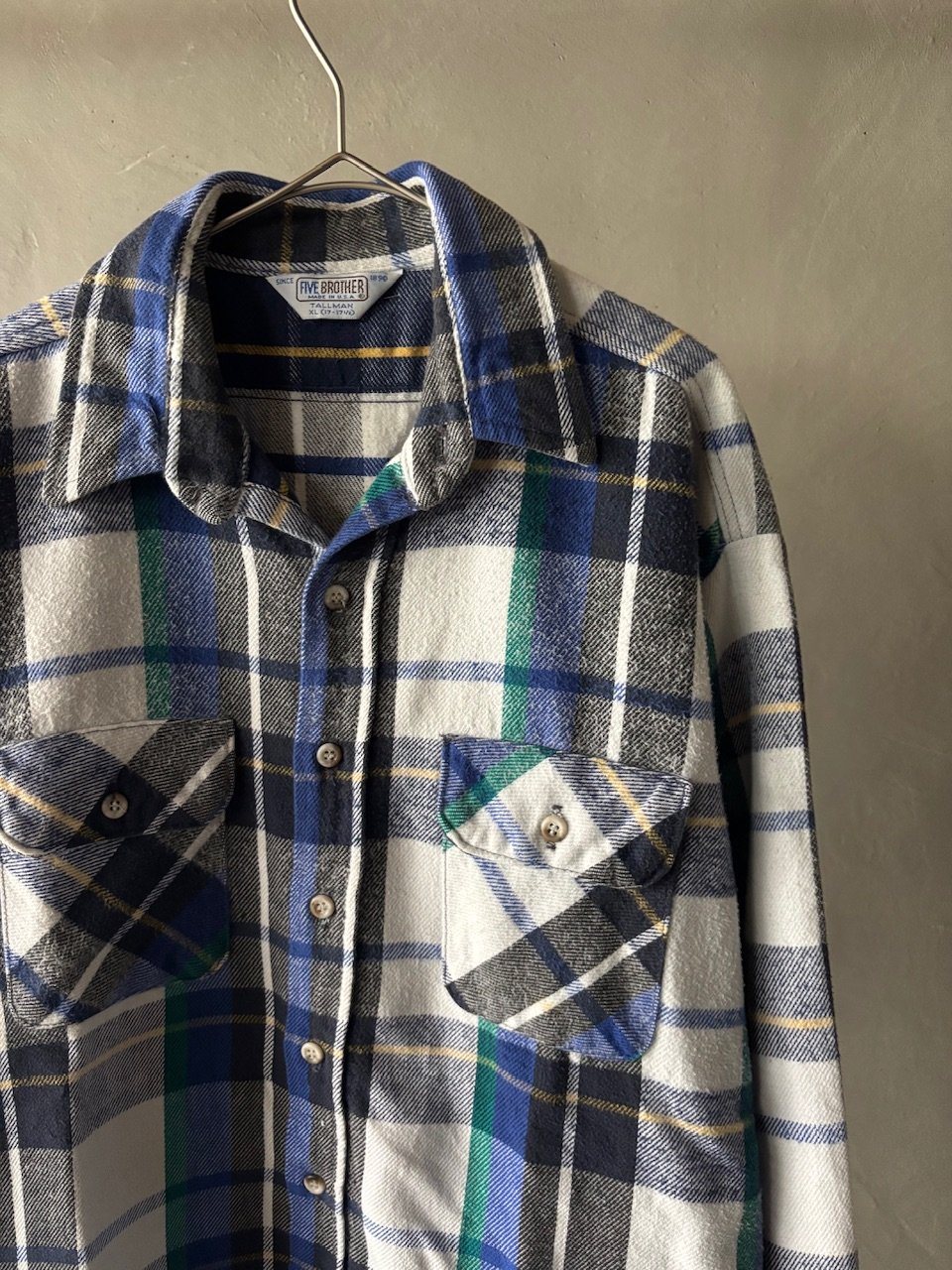 80s Five brother plaid flannel shirt “TALL MAN”
