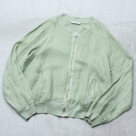 linen zip up blouson made in italy