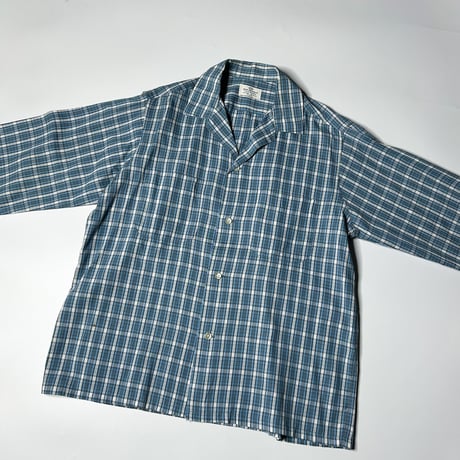 60's~ VANHUESEN plaie pattern cotton shirt