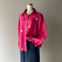 Dot embroidery linen shirt