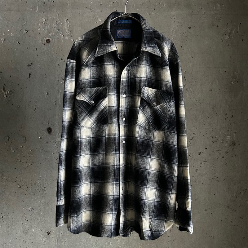70's Pendleton ombre check western wool shirt |