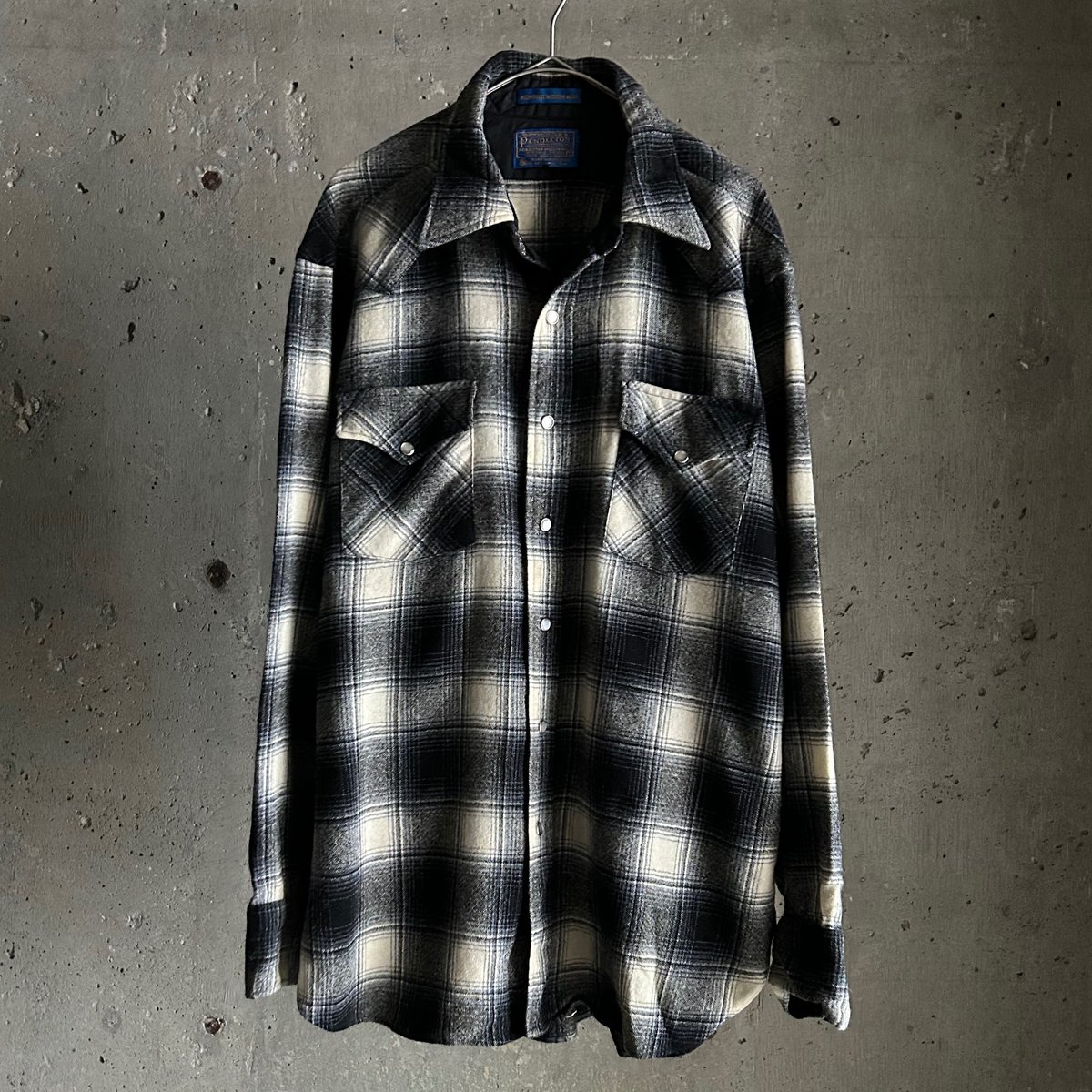 70's Pendleton ombre check western wool shirt |