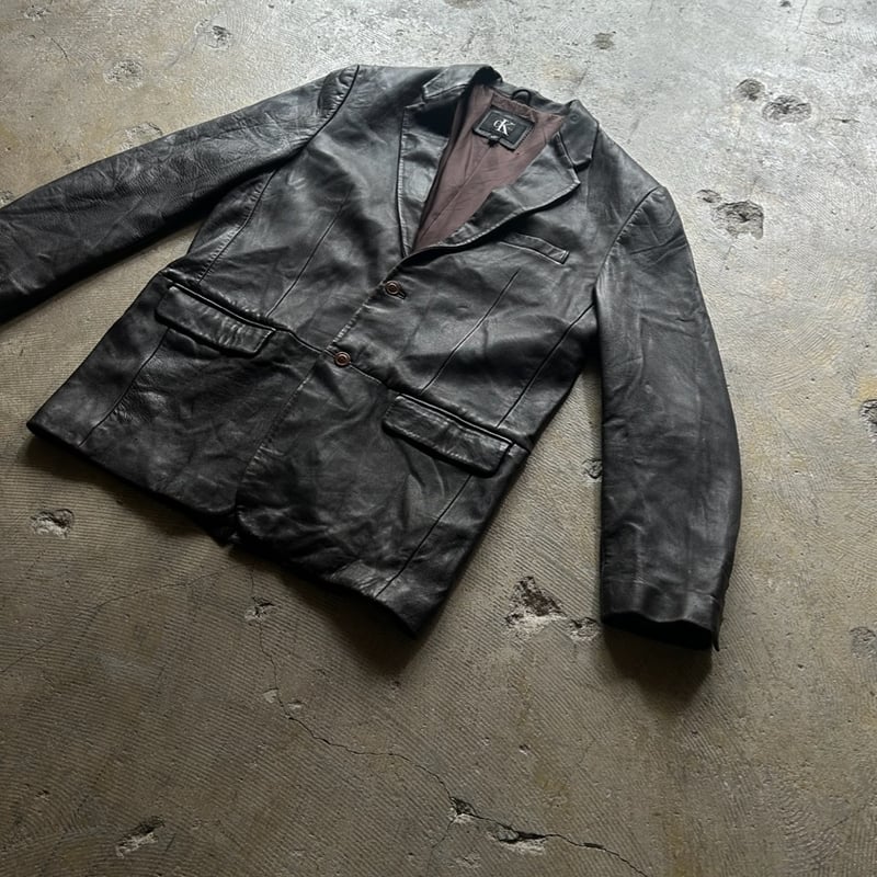 さ*う様 90s カルバンクライン　 real　leather jacket 90年代 USA古着 ☆ カルバンクライン 】 90s Calvin Klein lam
