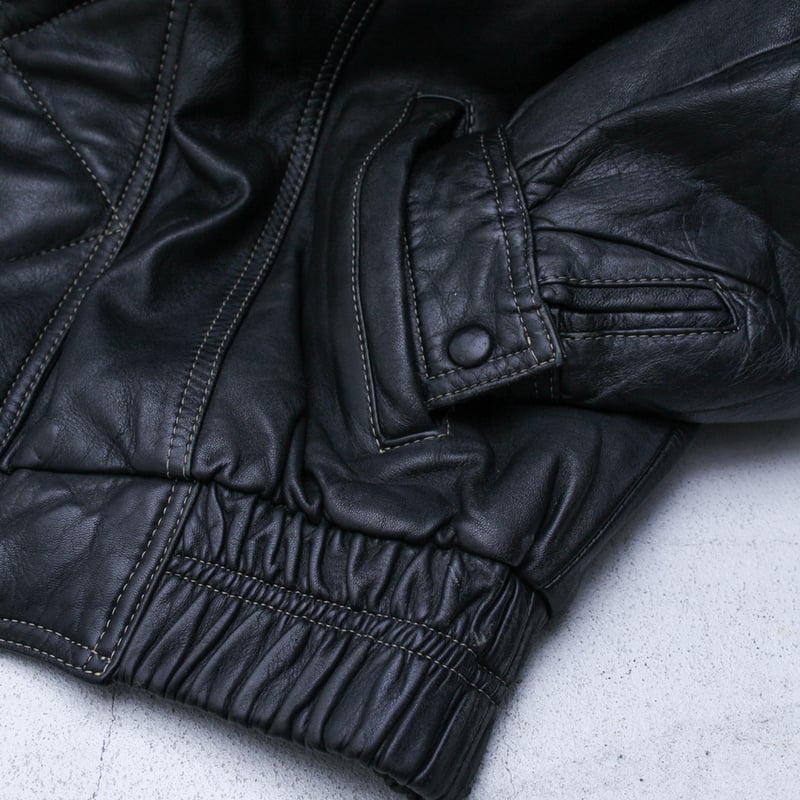 HATHAWAY 黒 レザー ジャケット Mサイズ 短丈90s 古着 レザー