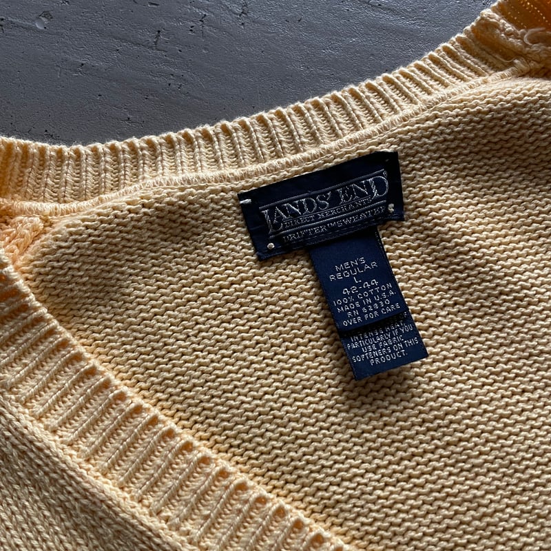 90s Lands'end v-neck drifter sweater ″Yellow″ |