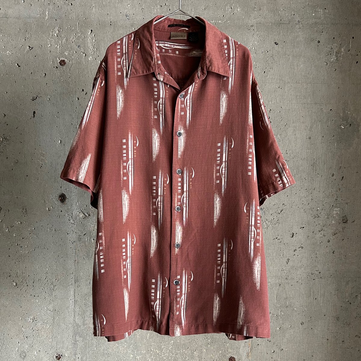 REBELLIOUS SEA ANEMORE TOTAL PATTERNTシャツ Abstract Print Revere Collar Shirt(M X88：OLIVE MINT