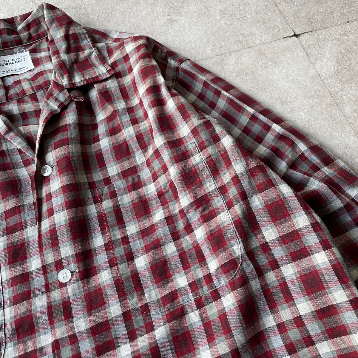 トップス 60s town craft 60s TOWNCRAFT plaid pattern open collar shirt |