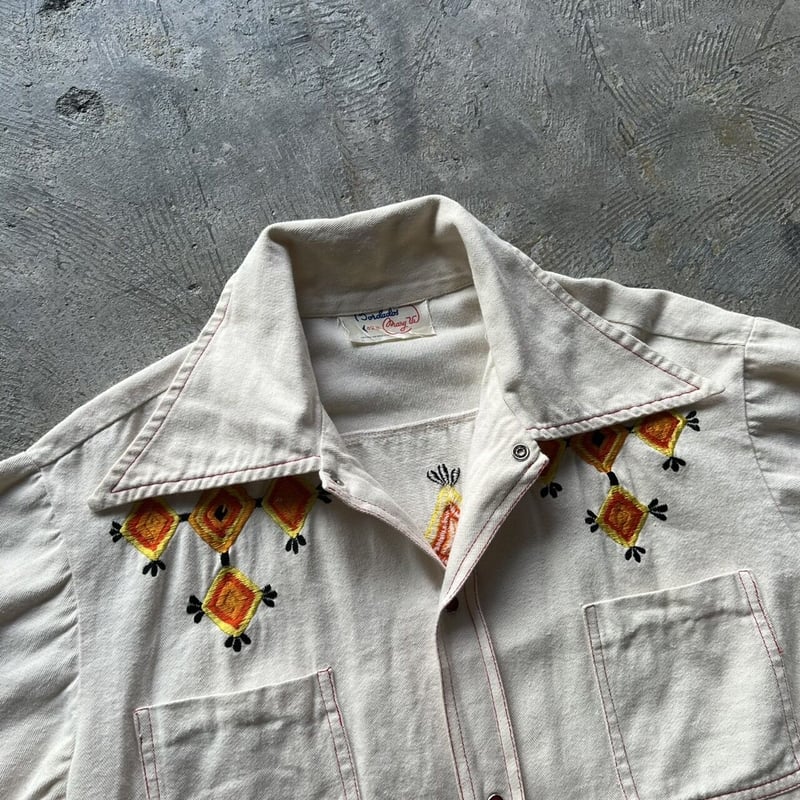 90s vintage embroidery shirt 和　スカシャツ 90s vintage embroidery shirt 和 スカシャツ