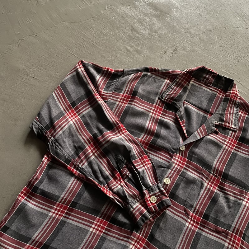 トップス blocks60s vintage open color shirt check 60'-70'S TOWNCRAFT OMBRE CHECK OPEN COLLAR SHIRT | THE